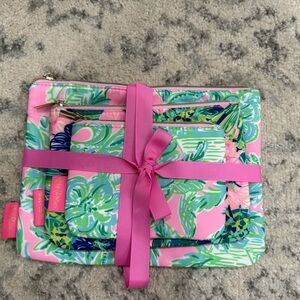 Lilly Pulitzer Tropical Pink and Green Cosmetic Cases